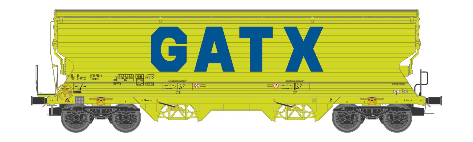 NME 525656 Getr.wag. Tagnpps 95m³ "GATX", neongrün, geänd. Wag.nr., AC