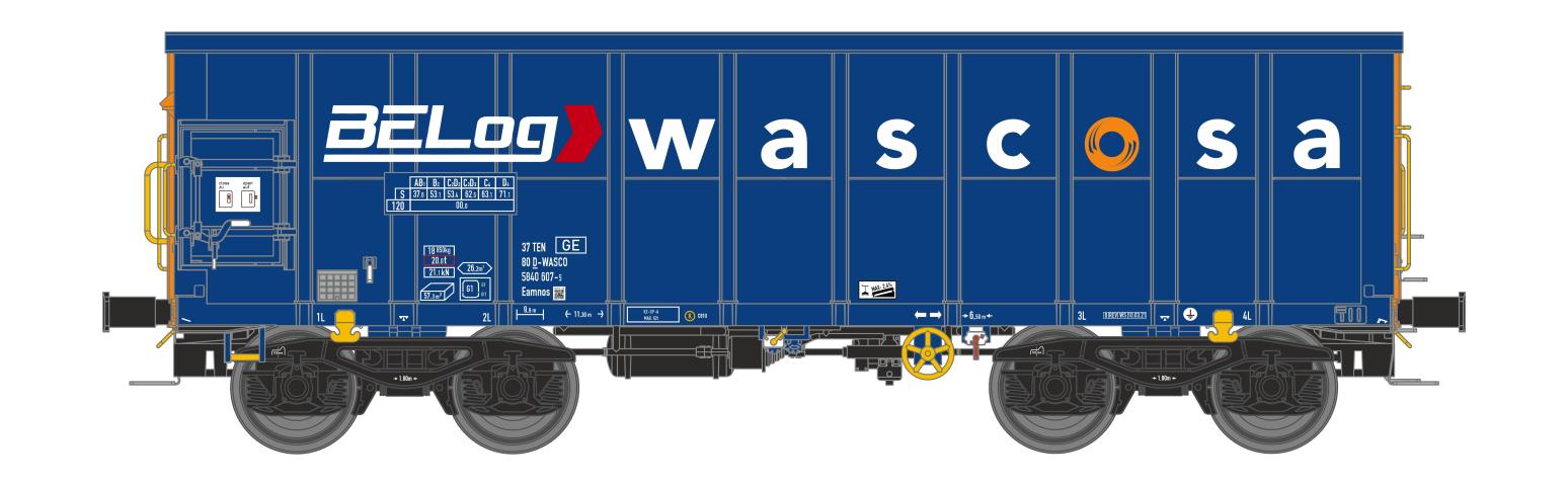 NME 541630AC Off. Güterwag. Eamnos 11,3m "WASCOSA - BELog", blau/orange, AC