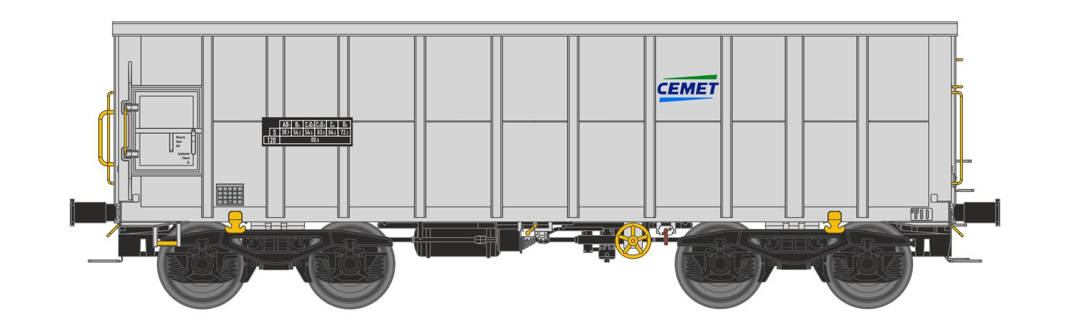 NME 543641AC Off. Güterwag. Eamnos 11,3m "CEMET", hellgrau, PL, geänd. Wag.nr., AC
