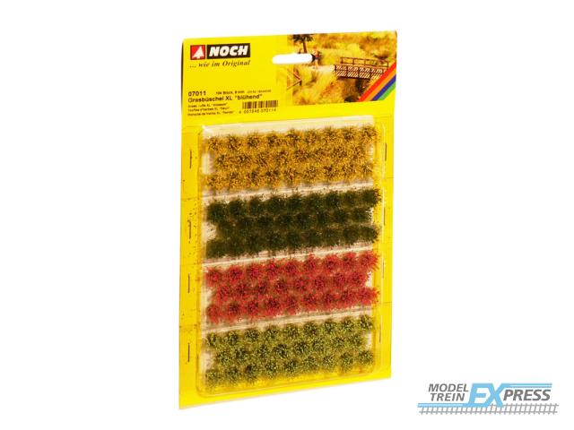 Noch 07011 Grasbüschel XL "blühend" rot, gelb, hell- und dunkelgrün, 104 Stück, 9 mm (G,0,H0,TT,N,Z)