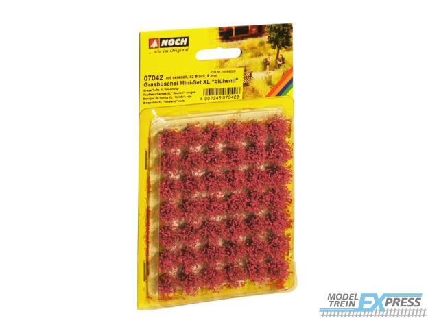 Noch 07042 Grasbüschel Mini-Set XL "blühend" rot veredelt, 42 Stück, 9 mm (G,0,H0,TT,N,Z)