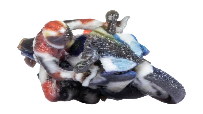 Noch 10902 Sportmotorfiets + bestuurder in de bocht, rijdend (1:87)