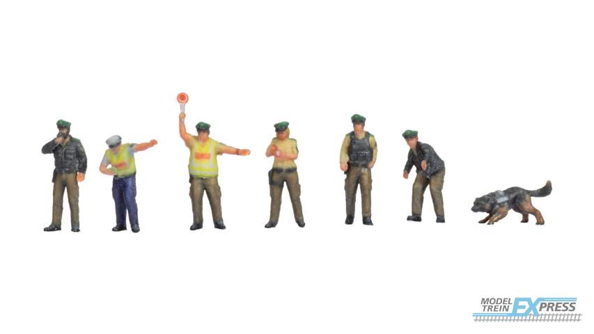 Noch 35010 Politieagenten, groen uniform (6 figuren + 1 hond) (1:160)