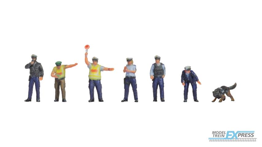 Noch 35011 Politieagenten, blauw uniform (6 figuren + 1 hond) (1:160)