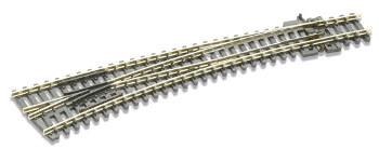 Peco SL-387 1/160 TURNOUT C80 CURVED LAR RAD LH INS