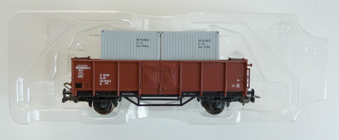 Piko gebruikt materiaal 54108 Güterwagen El der DR mit 2 Container z.g.a.n in doos