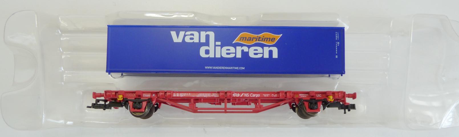 Piko gebruikt materiaal 95613 NS-Cargo 2-assige containerwagen met 40' container "Van Dieren", in goede staat, in doos
