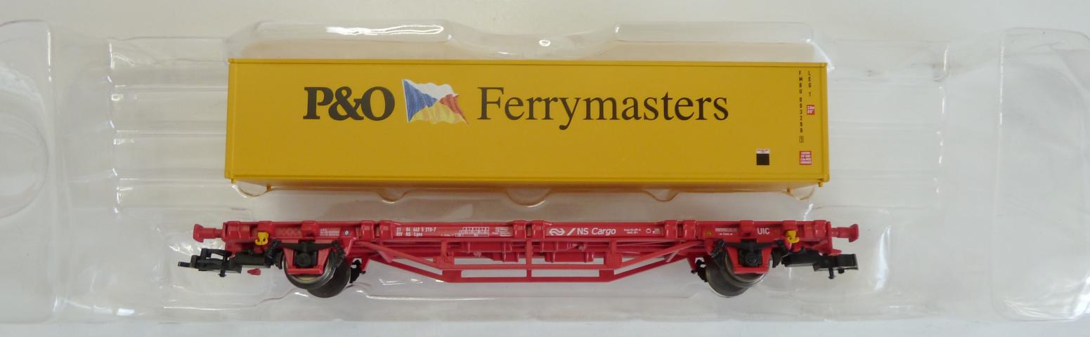 Piko gebruikt materiaal 95648 NS-Cargo 2-assige containerwagen met 40' container "P&O Ferrymasters", in goede staat, in doos