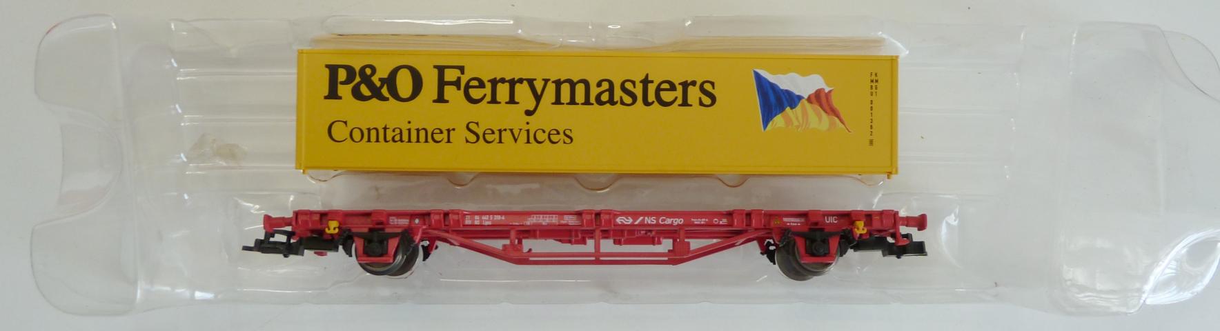 Piko gebruikt materiaal 95649 NS-Cargo 2-assige containerwagen met 40' container "P&O Ferrymasters", in goede staat, in doos