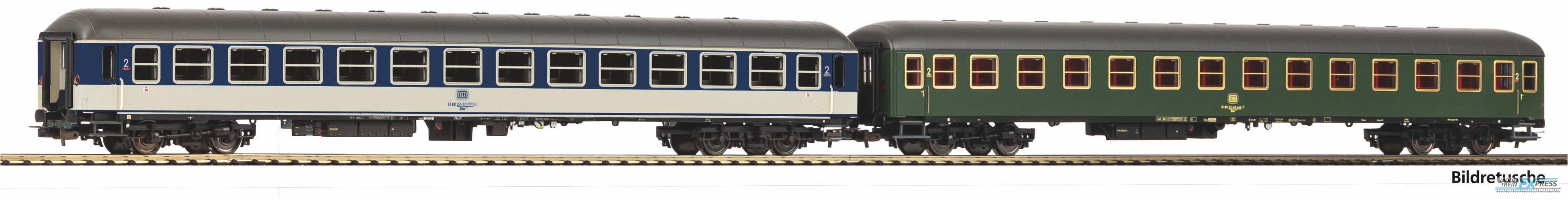 Piko 28324 2er Set Personenwg. 2x 2. Kl. Büm 234 POP und grün DB IV