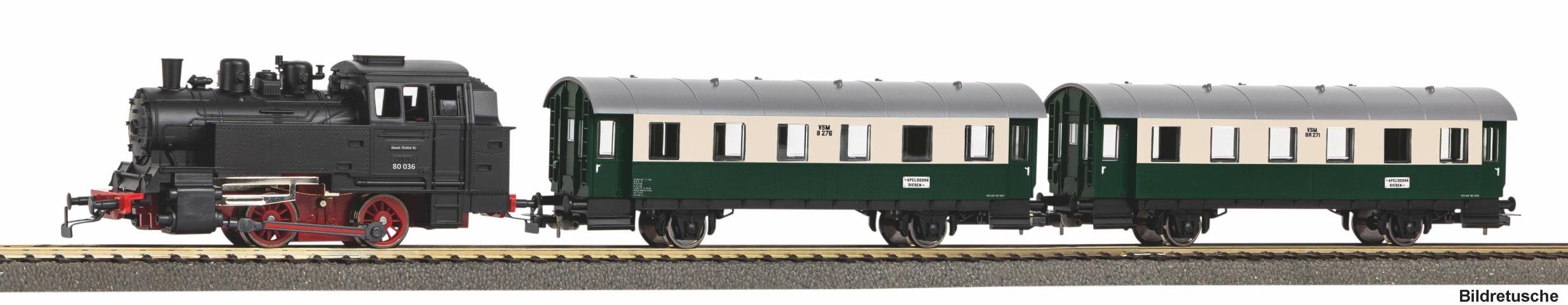 Piko 57035 S-Set Dampflok BR 80 VSM + zwei Personenwg. NS VI A-Gleis & B