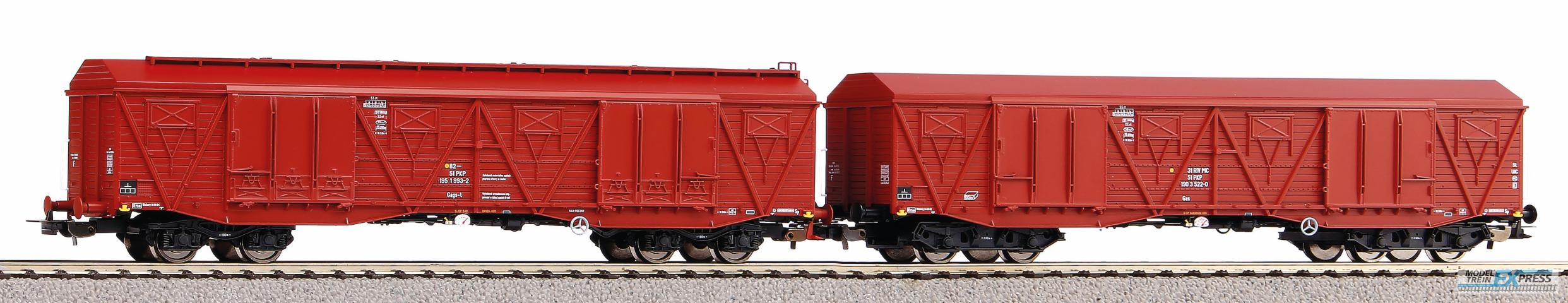 Piko 58232 2er Set ged. Güterwagen 401Ka Gags-t + 401Ka Gas PKP Ep.V