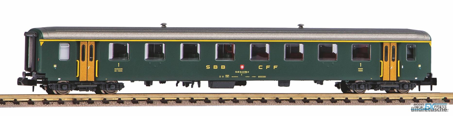 Piko 94383 N-Personenwg. EW I, 1.Kl, 50 85 18- 33 556-9 grün mit alter Schrift, SBB, Ep. IV
