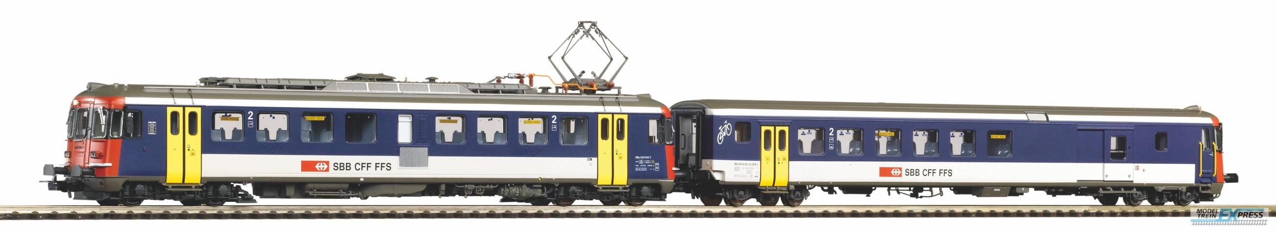 Piko 96855 2er Set Triebwg./Sound RBe 540 Triebwagen + BDt EW II Steuerwagen NPZ SBB, DC + PluX22 Dec.