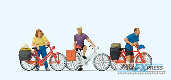Preiser 10637 Stehende Radfahrer an der Bahnschranke