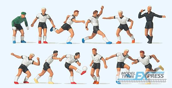 Preiser 10758 Fussballmannschaft.Weiße Trikots, schwarze Hosen
