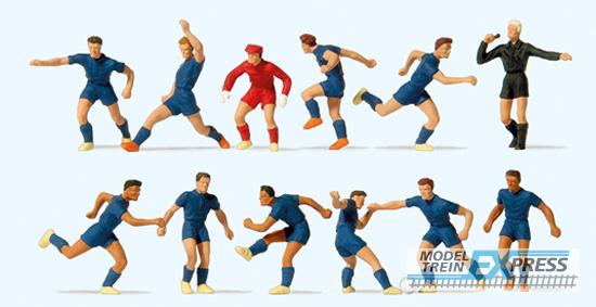 Preiser 10759 Fussballmannschaft.Blaue Trikots und Hosen