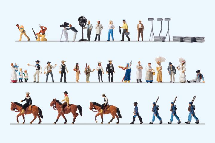 Preiser 13275 Wild-West Filmset. 35 Figuren, Zubehör