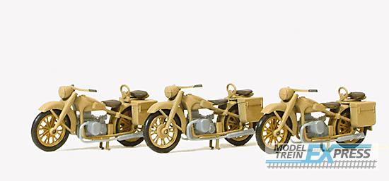 Preiser 16572 Motorrad BMW R 12. Deutsches Reich 1939-45. 3 Motorräder. Bausatz