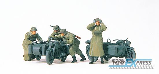 Preiser 16580 Kradschützen schiebend. Zündapp KS 750. DR 1939-45