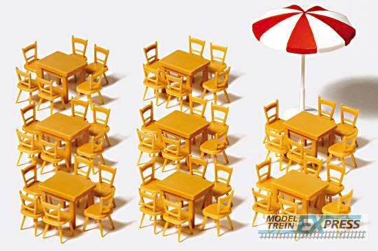 Preiser 17201 8 Tische, 48 Stühle, 1 Sonnen