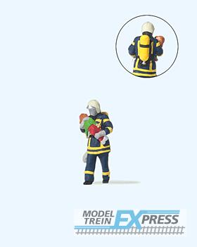 Preiser 28251 Feuerwehrmann, Kind rettend. Blaue Unifo