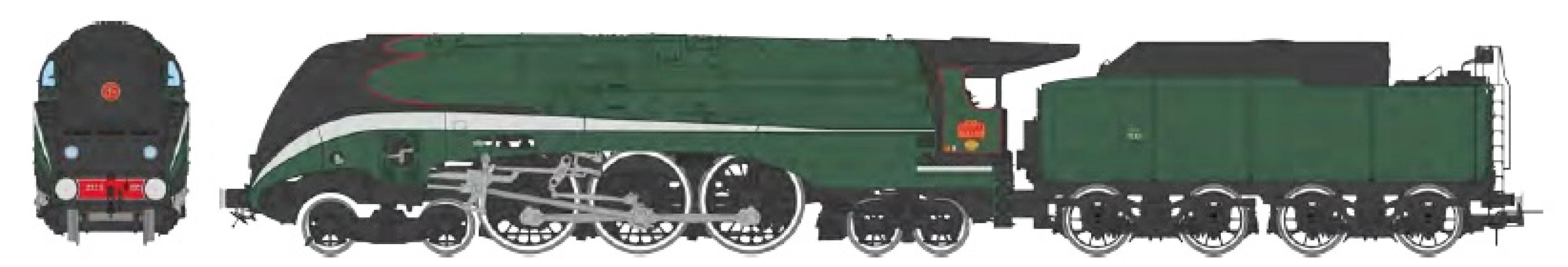 REE models 232S03SAC Machine 232 S 003 green with red stripes, LA CHAPELLE depot, with half fairing - AC Sound