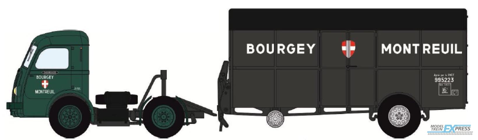REE models CB-037 Panhard Movic "BOURGEY MONTREUIL" Green - Trailer UFR "BOURGEY MONTREUIL"