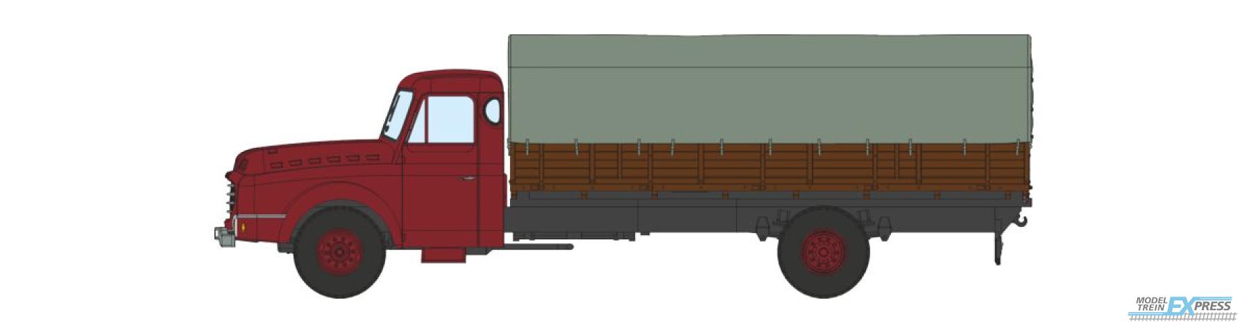 REE models CB-197 Camion Willeme Benne à ridelles avec bâche (cabine bordeaux)