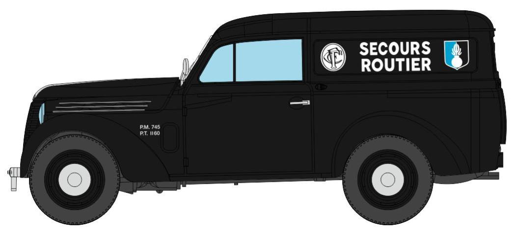 REE models CB-201 Voiture Renault JUVAQUATRE Fourgon tôlé noir "SECOURS ROUTIER"