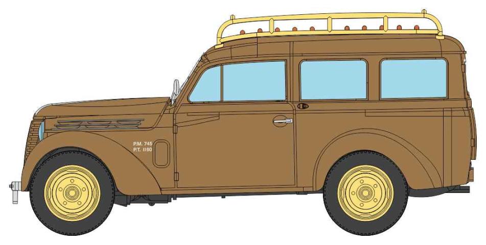REE models CB-210 Voiture Renault JUVAQUATRE Familiale vitrée, Marron + galerie