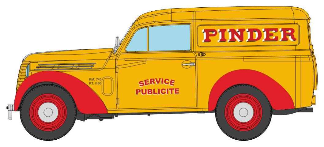 REE models CB-213 Voiture Renault JUVAQUATRE Fourgon tôlé "PINDER"