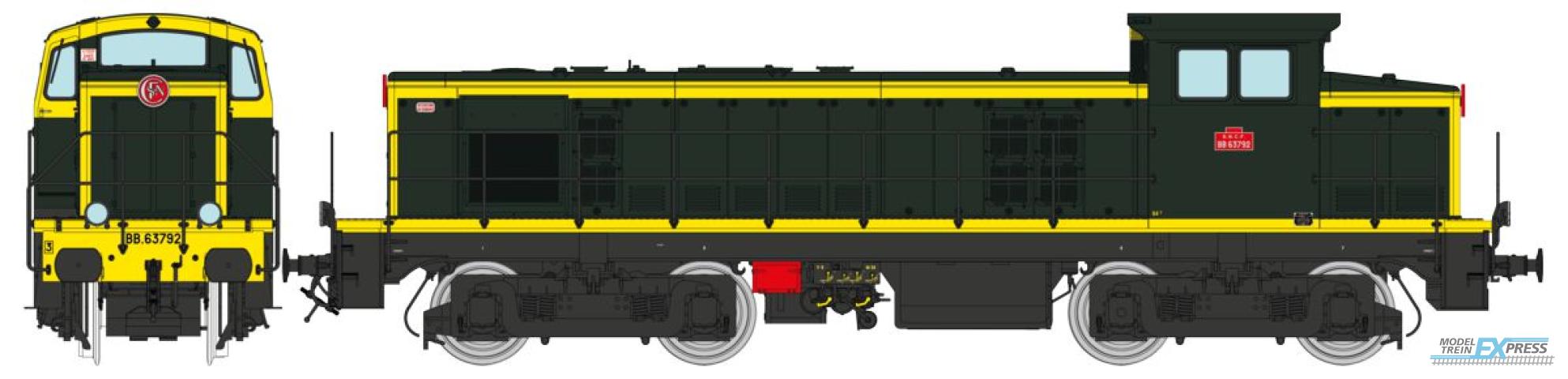 REE models JM-008 Diesel Locomotive BB 63792 green/yellow 401 black frame, West, Era  III - ANALOG