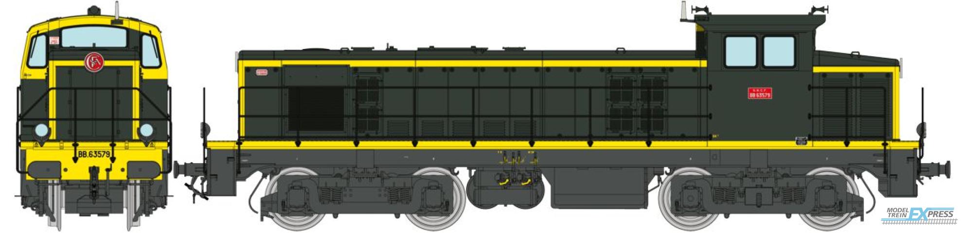 REE models JM-009 Diesel Locomotive BB 63579 green/yellow 401 grey frame, Era IV - ANALOG