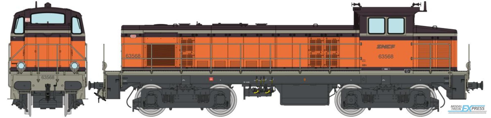 REE models JM-010SAC Diesel Locomotive BB 63568 Arzens (orange TGV), logo « Nouille » Achères Era V - AC SOUND 3 Rails AC