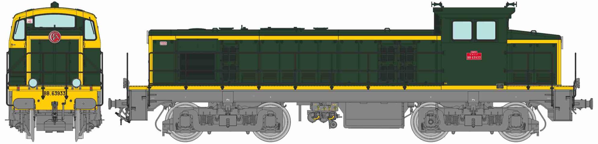 REE models JM-019S BB 63933 vert/ jaune châssis gris région 3 NANTES Ep.IV DCC Sound