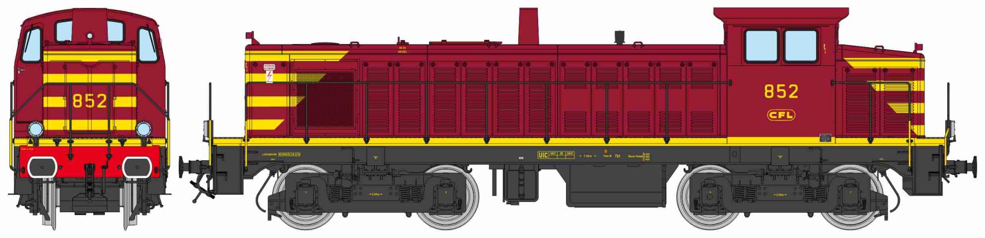 REE models JM-024 Locomotive Diesel 852 Livrée Rouge CFL logo encadré Ep.IV ANALOGIQUE