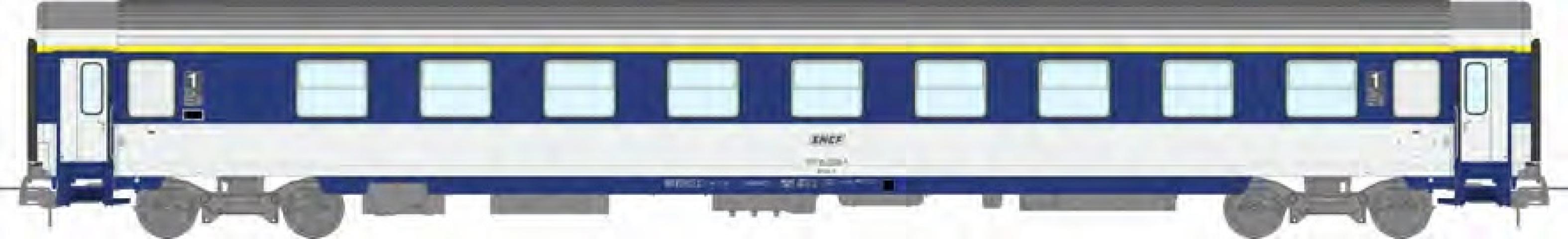 REE models JM-030 CORAIL VU COUCHETTES sleeper car (A9c9x) in TEN blue and white, framed logo, SNCF Ep.IV