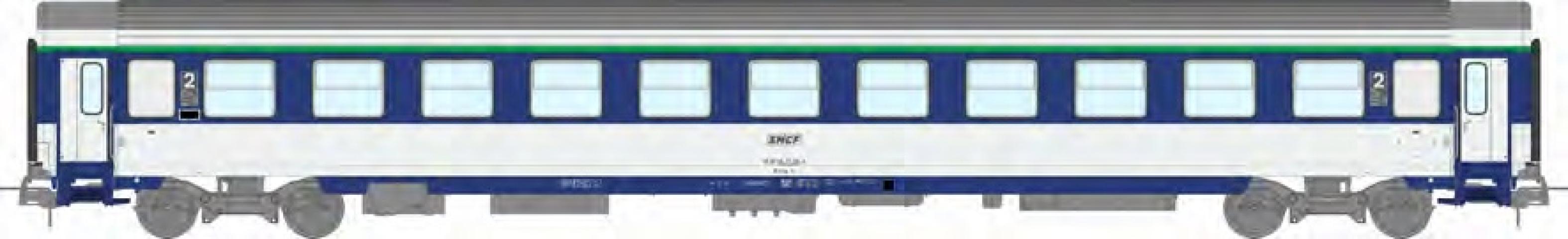 REE models JM-031 CORAIL VU COUCHETTES sleeper car (B10c10x) blue TEN and white, framed logo, SNCF Ep.IV