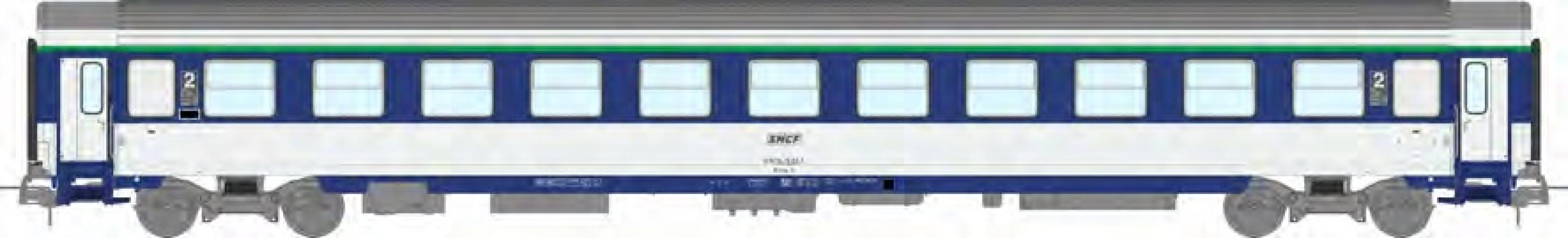 REE models JM-035 CORAIL VU COUCHETTES sleeper car (B10c10x) TEN blue and white, framed logo, SNCF Ep.IV-V