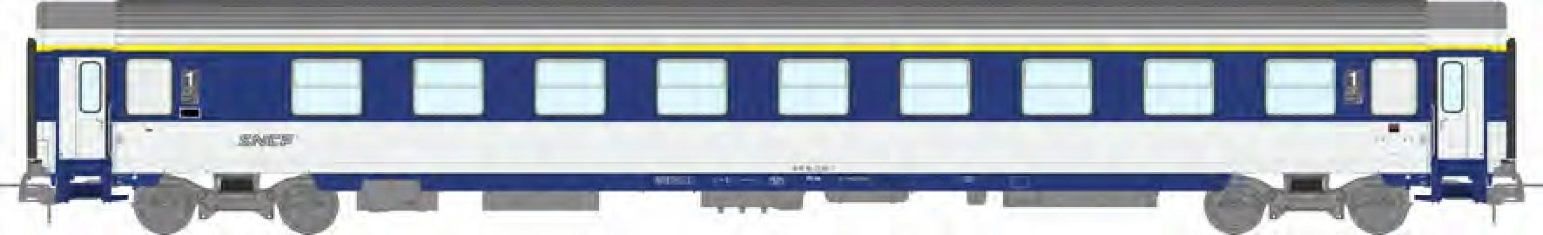 REE models JM-038 CORAIL VU COUCHETTE sleeper car (A9c9x) TEN blue and white, noodle logo, SNCF Ep.IV-V
