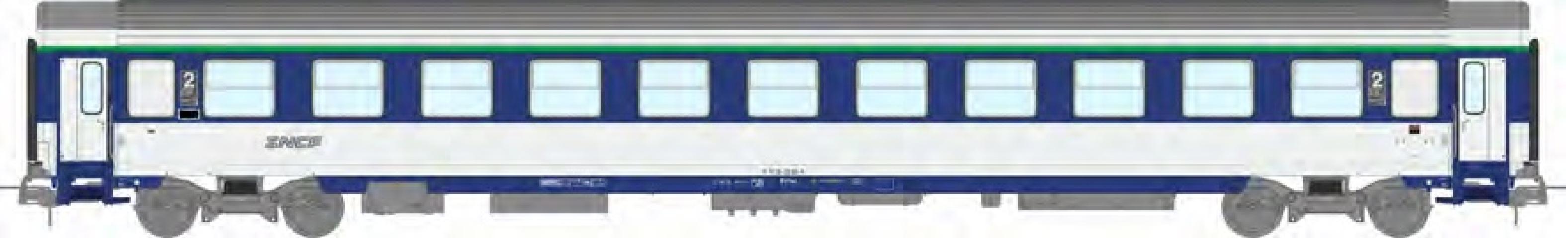 REE models JM-039 CORAIL VU COUCHETTE sleeper car (B10c10x) TEN blue and white, noodle logo, SNCF Ep.IV-V