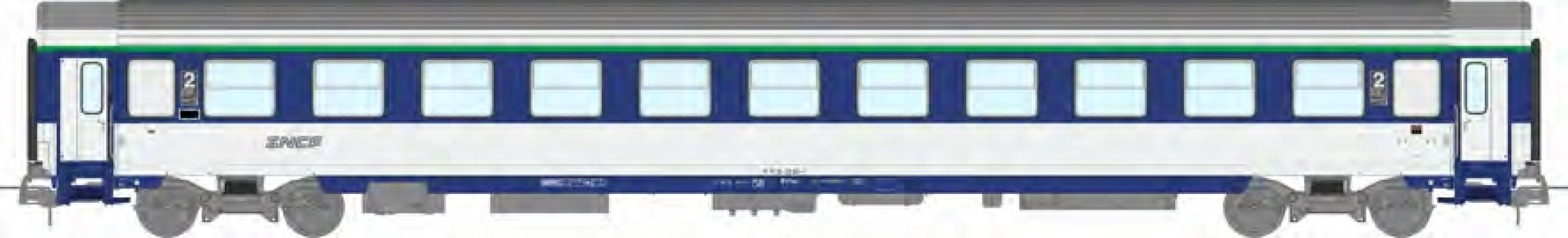REE models JM-040 CORAIL VU COUCHETTE sleeper car (B10c10x) TEN blue and white, noodle logo, SNCF Ep.IV-V