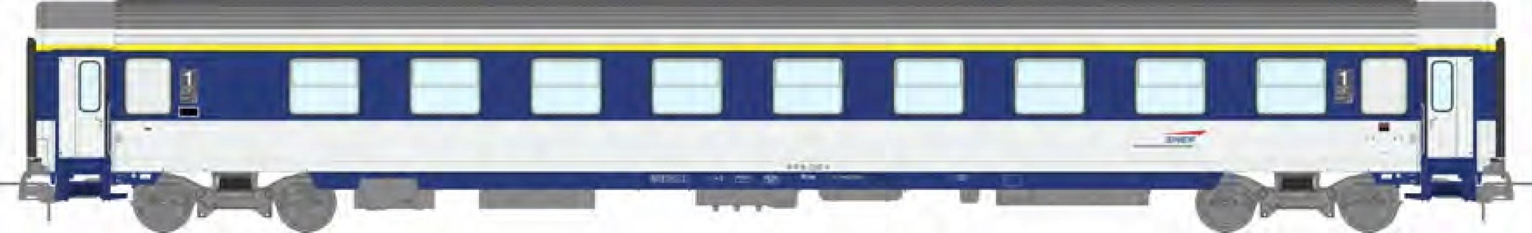 REE models JM-042 CORAIL VU COUCHETTE sleeper car (A9c9x) blue TEN and white, cap logo, SNCF Ep.V-VI