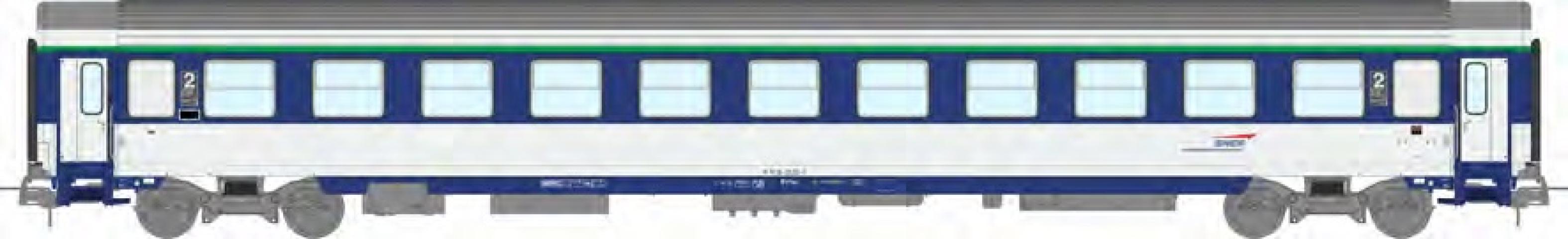 REE models JM-044 CORAIL VU COUCHETTE sleeper car (B10c10x) blue TEN and white, cap logo, SNCF Ep.V-VI