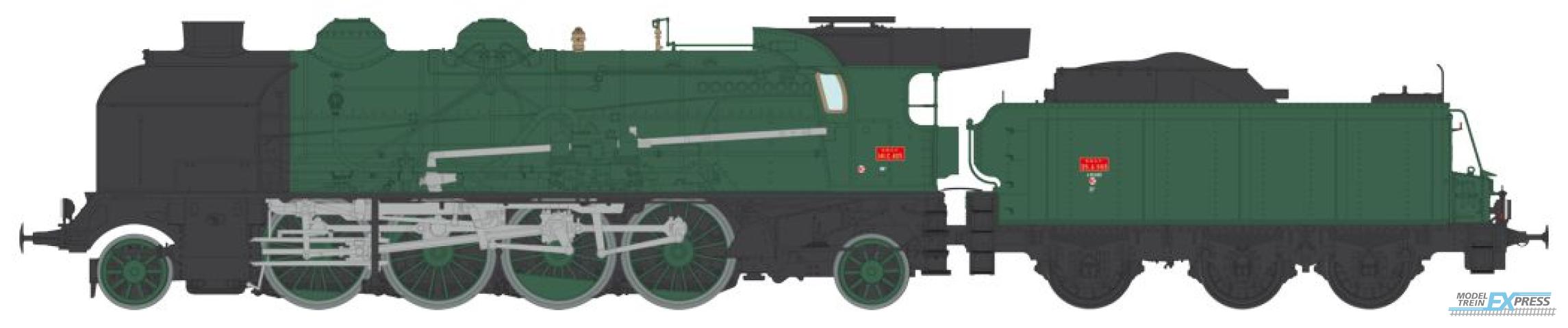 REE models MB-127S 4-141 E 425 SNCF MONTLUÇON depot, 25 m? 25 A 593 tender, provided with two additional sets of road number plates (1 CAPDENAC depot and 1 without depot name) - DCC Sound & Smoke