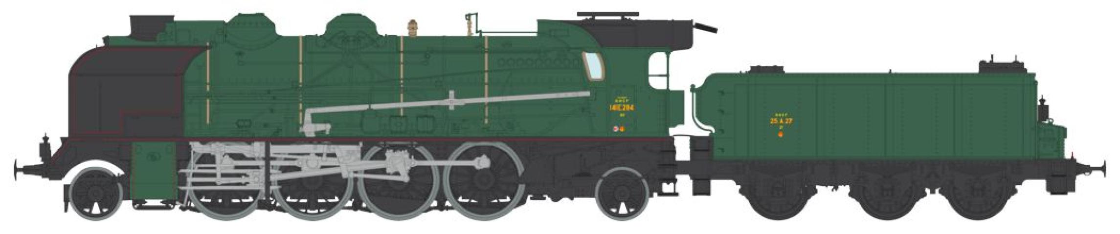 REE models MB-130SAC 5-141 E 284 SNCF VILLENEUVE, tender 25 m³ 25 A 27 - 3 Rails AC