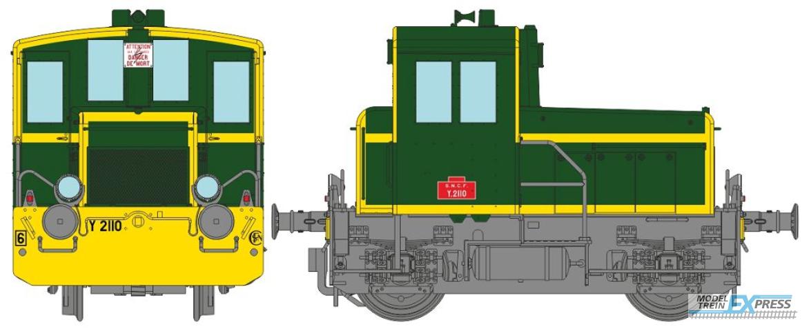 REE models MB-148 Y 2110 SNCF green 301, yellow front beam, yellow strip, grey frame, District 6 Era IV ANALOG DC