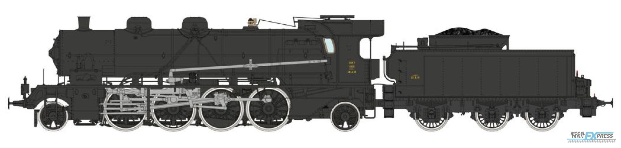 REE models MB-156 141 A 13 + Tender 23 B 10 Black CREIL SNCF Era III - ANALOG