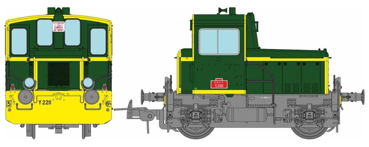 REE models MB-225S Y-2211 Vert 301 bandes jaunes châssis gris Ep.IV DCC SOUND